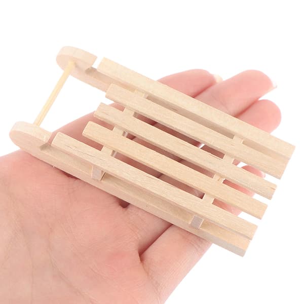 1/12 dukkehus miniature mini træ juleslæde Model DIY