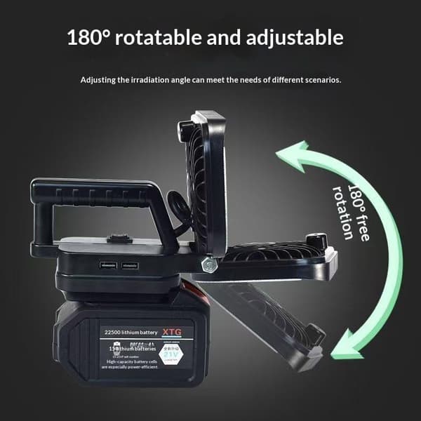 Oppladbar LED-arbeidslampe med høy lysstyrke, doble USB-porter, lang A2