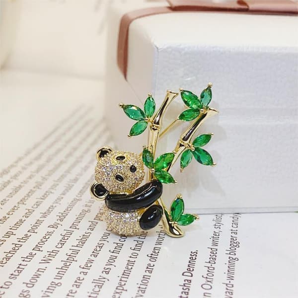 e Dyre Rhinestone Panda Bambus Broche Til Kvinder Tøj Smykker