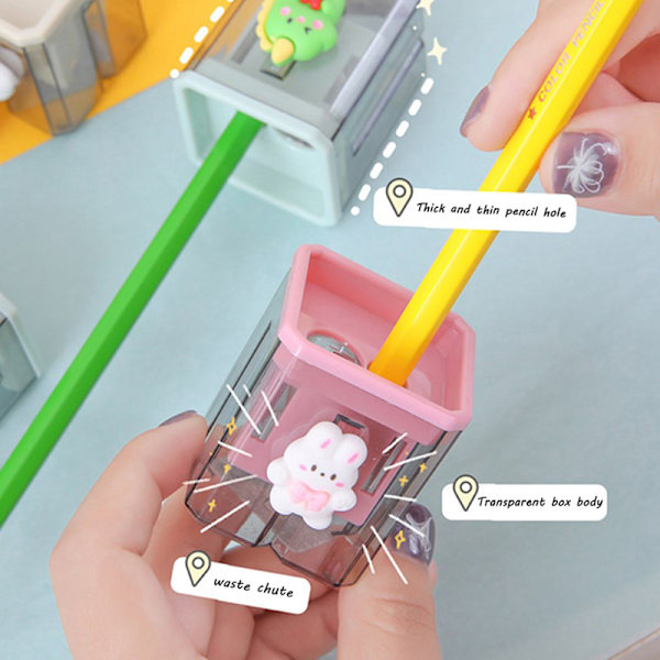 Blyantspisser Small e Cartoon To-hullssliper Blyant Kawa A4