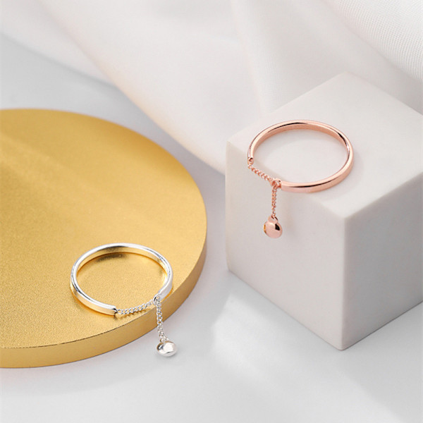 Chain Tofs Ring Justerbar Enkelt Mode Dam Party Ring J Rose Gold