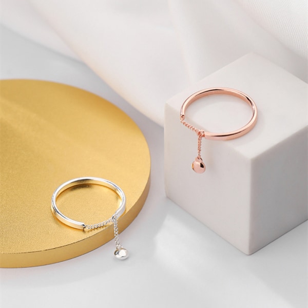 Chain Tofs Ring Justerbar Enkelt Mode Dam Party Ring J Silver