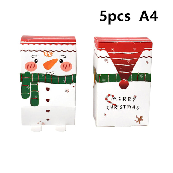 5Pcs Christmas Kraft Paper Gift Box Santa Claus Cookies Candy P A4