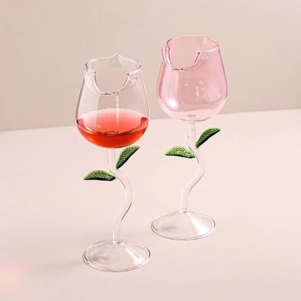 Rose-formade rödvinsglas Rose Shape vinglas med färgade A1