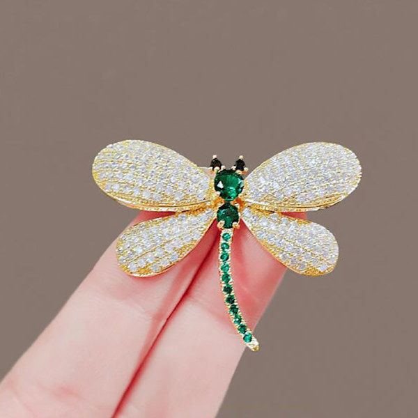 Grøn Rhinestone Metal Insekt Broche Crystal Corsage Pin Fashion
