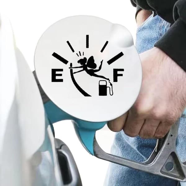 Morsomme fe-bilklistremerker Høyt bensinforbruk-dekal Drivstoffmåler E 8