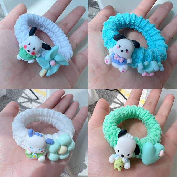 Kawaii tegneseriegummibånd Elastisk hårring for jente Søt Pl A3