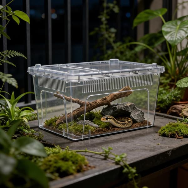 Klar Plast Reptil Terrarium Ventilerad Uppfödningslåda För Ödlor A3