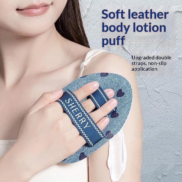 Multifunktionel lotion- og salveapplikator med blød læderoverflade A1