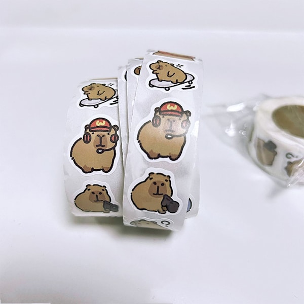 500 stk. Cartoon e Capybara klistermærke rulle til telefonhjelm bærbar computer 500pcs