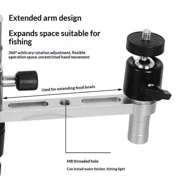 Fiske telefonholder i aluminiumslegering med agnbrettforlengelse Black