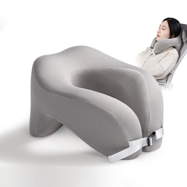 Reisepute U-formet ren minneskum nakkepute for fly Black