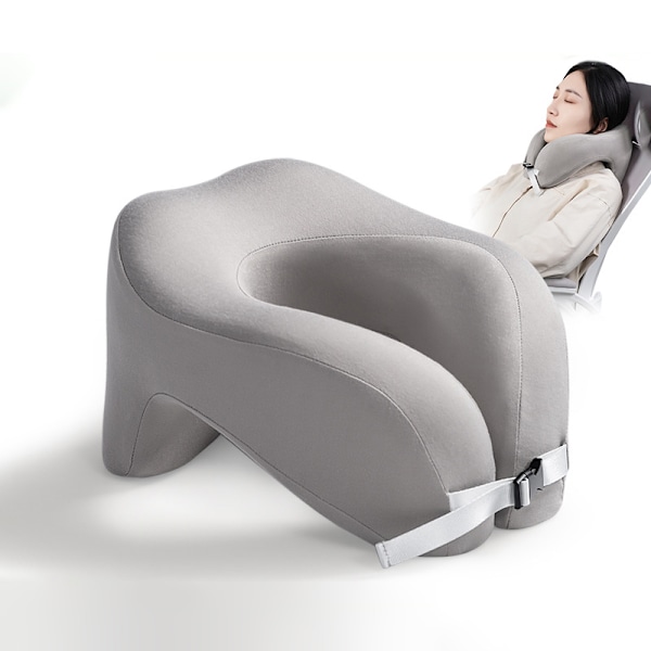 Reisepute U-formet ren minneskum nakkepute for fly Gray