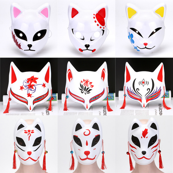 1 Stk Anime Rævemasker Half Face Cat Mask Maskerade Festival Del A1
