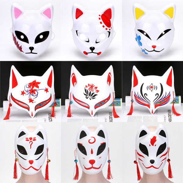 1kpl Anime Fox Masks Half Face Cat Mask Masquerade Festival osa A19