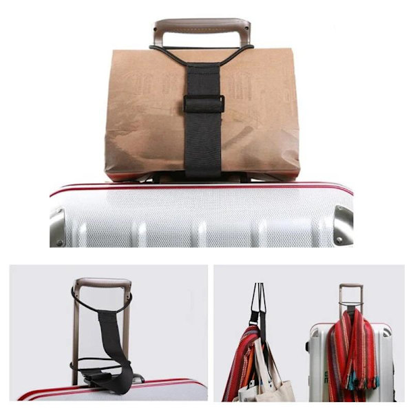 Justerbar elastisk bagagerem, bærerem, bagagebungee B Black