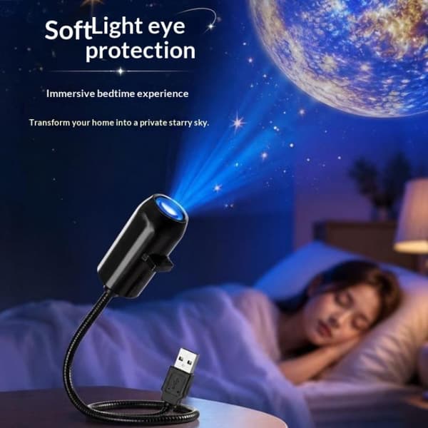 USB Planet Stjerneprojektor Mini Galakse Projeksjonslampe Bærbar A4