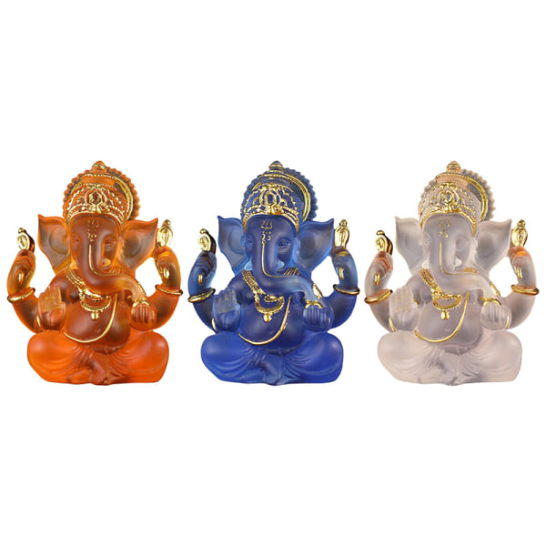 Clear Lord Ganesha Staty Elephant Hindu Sculpture Figurines Bu Blue