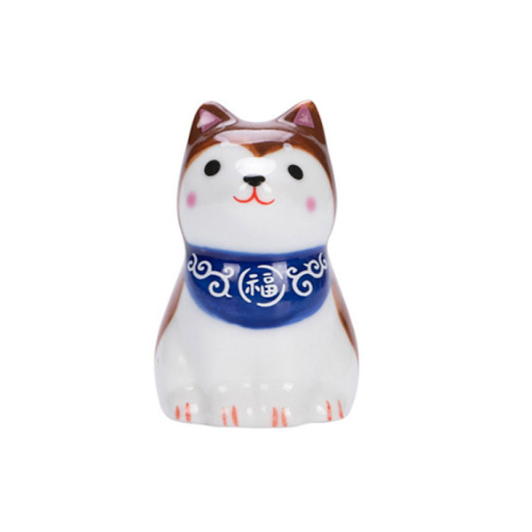 Keramisk Shiba Inu Hundestatue Crafts Lucky Charm Fortune Orname Brown