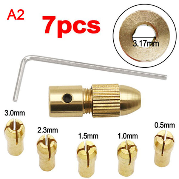 7 st 2,35/3,17 mm mässingshylsa miniborrchuckar för elektriska Mo 3.17mm 7pcs