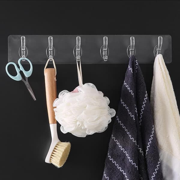 Transparenta plastlimkrokar kök badrumskrokar spikfria 5 hooks