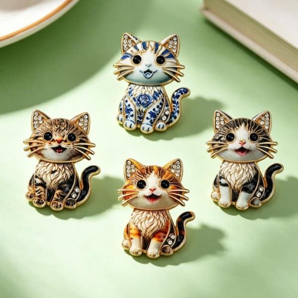 e Siddende Kat Brocher Til Kvinder Unisex Rhinestone Dejlig Kat A4