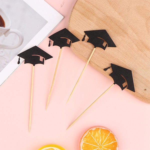 6 stk/sett Gradueringssesong Doktorlue Plug-In Cupcake Topper 5.5*10cm