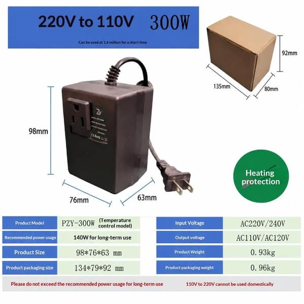 Univ spenningsomformer 300W/200W 220V til 110V regulatorforsyning A4