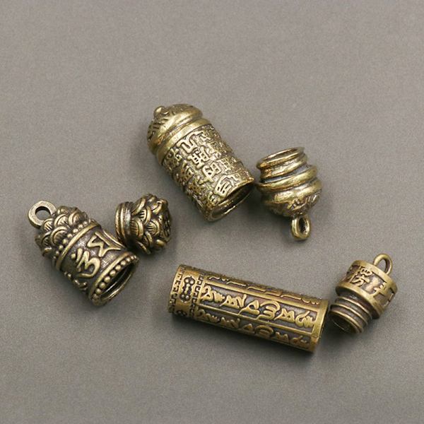 Hul messing Buddha flaske Sutra Cylinder vedhæng nøglering hals C