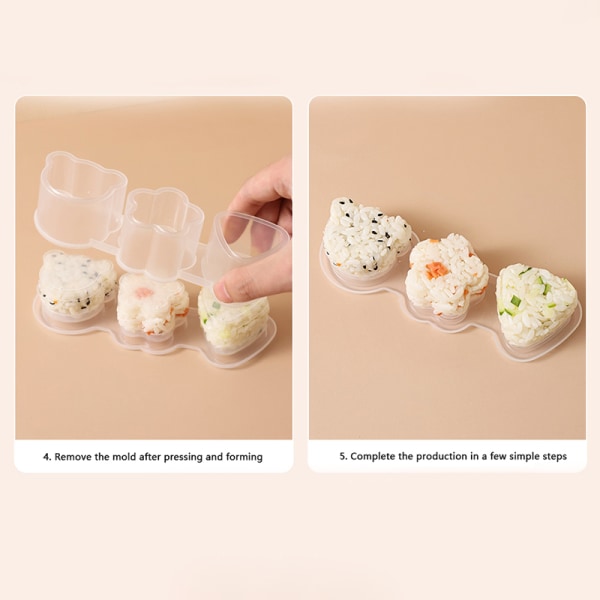 e Hvid 3 Grid Sushi Form Bento Rice Ball Sushi Værktøjssæt Seawee A