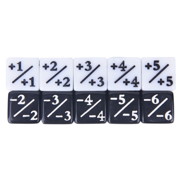 10 stk 5 Positive +1/+1 & 5 Negative -1/-1 terningtellere for Mag white