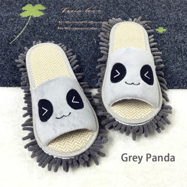 Sarjakuva Dog Lazy Mop Tossut Unisex Microfiber Cleaning Floor Grey Panda