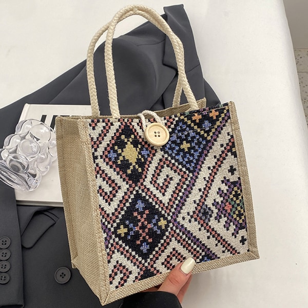 Canvasväskor för kvinnor Axelväska Retro Casual Tote Handväskor E A4