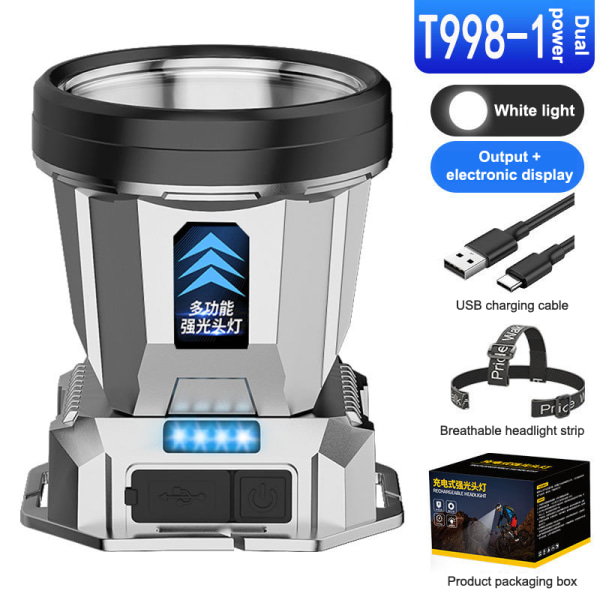 Super Bright oppladbar hodelykt 1200mAh High Power hodelykt white twin-core