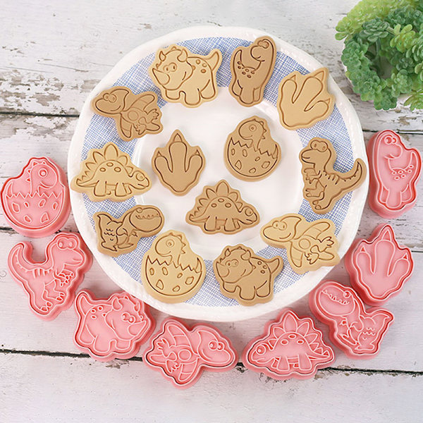 8 Stk Cookie ter Form Plast Press Kjeks Form Stempel Bakeware