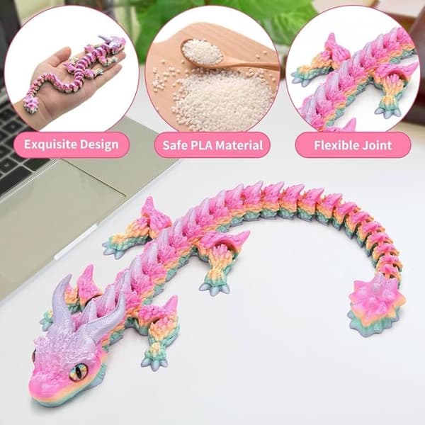 30 cm 3D-printet dragehåndverk Gave Skrivebordspynt Dekor Fidget A4