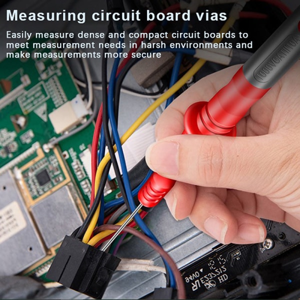 1 par Universal Multimeter Test Probe Spissen Testledning Forlengelse Black