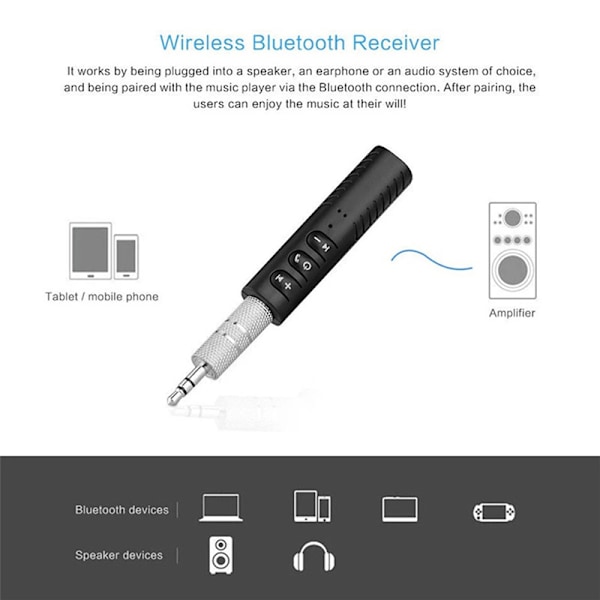 Trådløs Bluetooth 5.0 Modtager Adapter 3,5 mm Jack Til Bil Musi