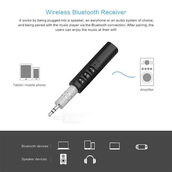 Trådløs Bluetooth 5.0 mottakeradapter 3,5 mm jack for bilmusi