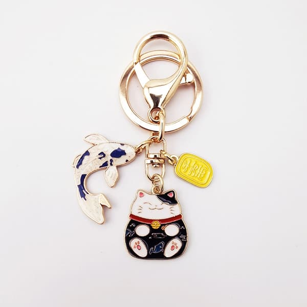 e Nøglering Lucky Cat Fish Nøglering Creative Koi Cat Paw Keychai B
