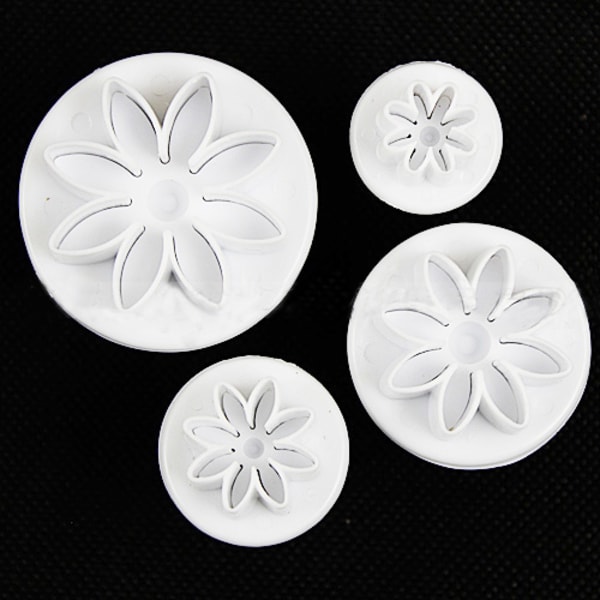 4X Kage Fondant Sukkerkunst Dekor Cookie Form Støbeform Stempel Dais