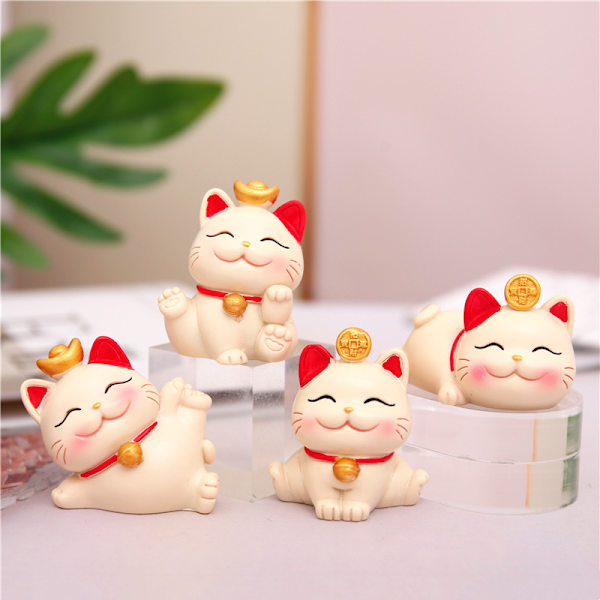 Kawaii Cat Figurine Wealth Fortune Sculpture Gaming Office Tabell A3
