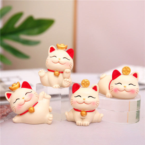 Kawaii Cat Figurine Wealth Fortune Sculpture Gaming Office Tabl A1