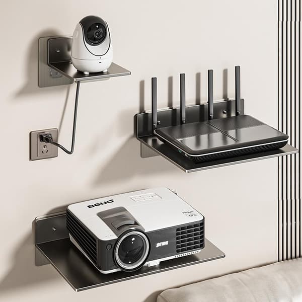 Holdbar vægmonteret opbevaringshylde i rustfrit stål uden boring WiFi White B3