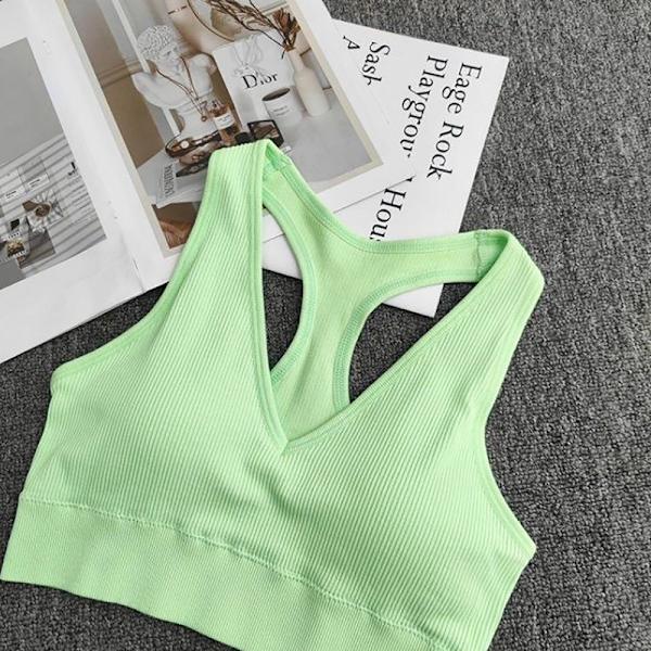 Dame Sports BH Top Push Up Fitness Yoga BH Undertøj Sport T Coffee