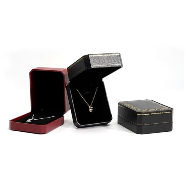 Halsband Display Box Sammet Foder Elegant Hänge Förvaringsfodral C Red