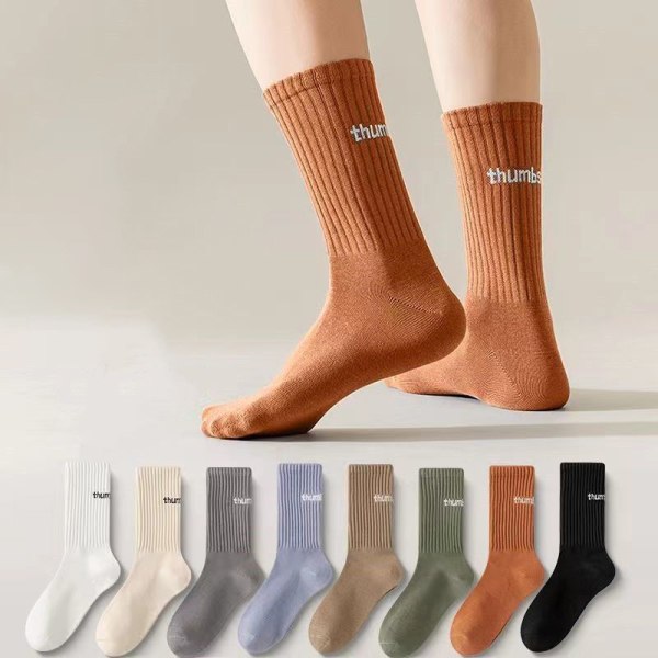 Ins Fashion e Letter Middle Tube Socks College Student Sokker Gray