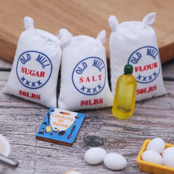 1Sett Dukkehus Miniatyr Simulering Visp Mel Bag Modle DIY