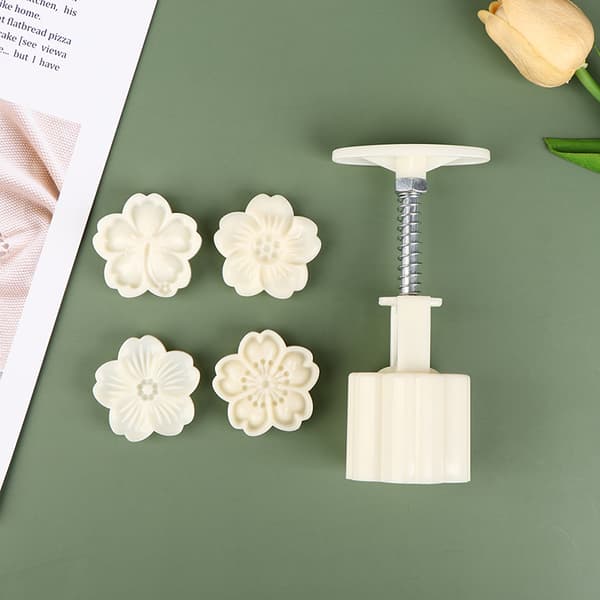 4 stk/sett Månekakeform Kirsebærblomstform 3D Håndpresse Bakewa