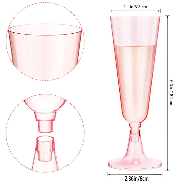 10 stk Anti-fald engangs Champagne Flute Slim Cocktailkopper P